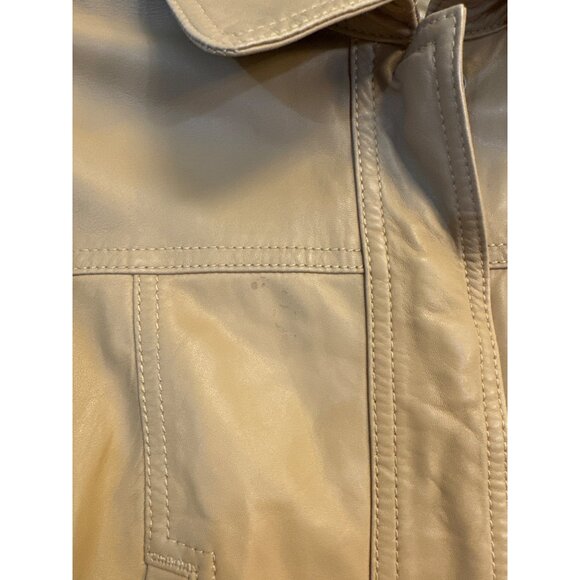 Catherine Malandrino Camel Leather Bomber Jacket Size 2 - Picture 2 of 6